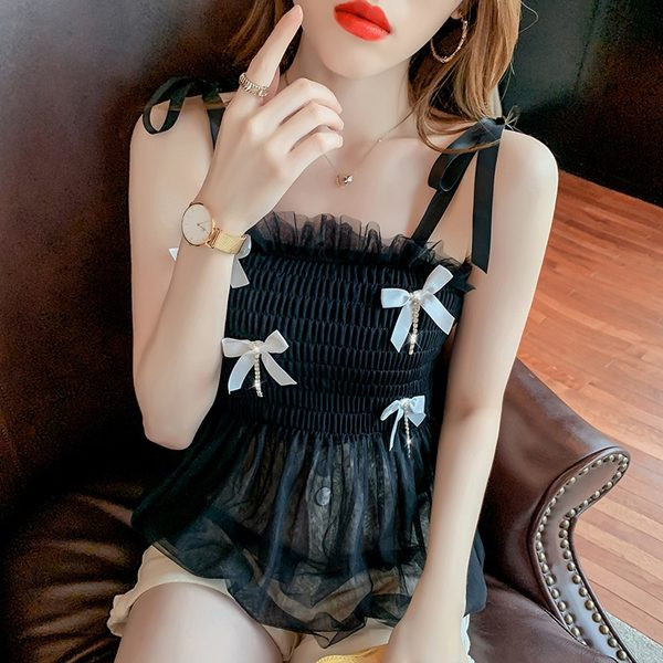 Γυναικεία αμάνικη μπλούζα με κορδέλες και τιραντάκια