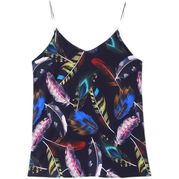 Γυναικεία αμάνικη  μπλούζα με μοτίβα λουλουδιών και λεπτά τιραντάκια