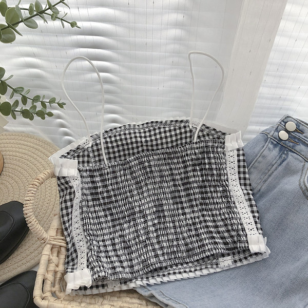 Naiste ruuduline rinnahoidja paelaga