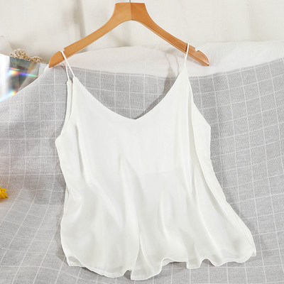 Ženska majica bez rukava na tanke naramenice i špic izrez