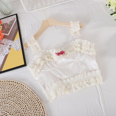 Γυναικεία κοντή αμάνικη μπλούζα με κορδέλα σε τρία χρώματα