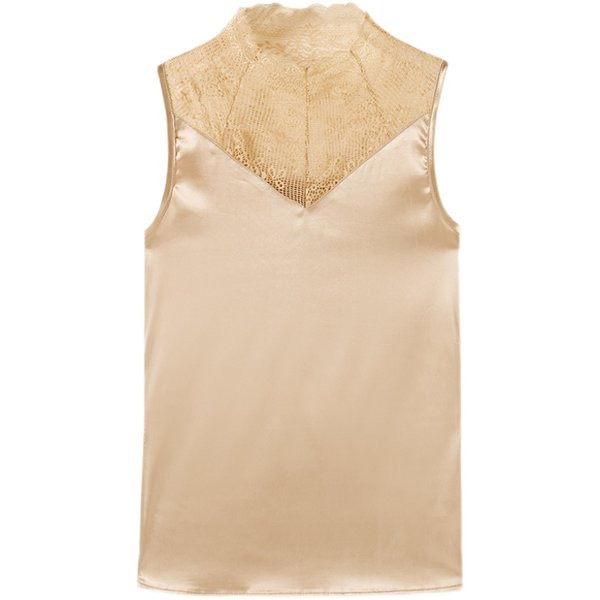 Ženska elegantna satenska majica bez rukava s čipkom