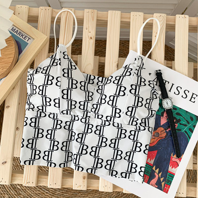 Mustri ja peenikeste rihmadega uus mudel naiste topp