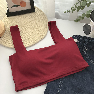 Lühike laiade rihmade ja kandilise kaelusega naiste topp