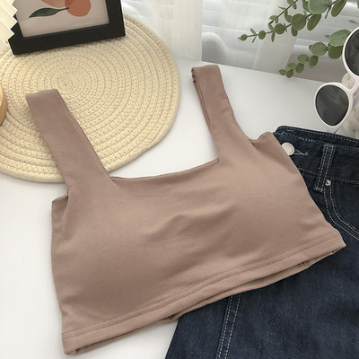 Lühike laiade rihmade ja kandilise kaelusega naiste topp