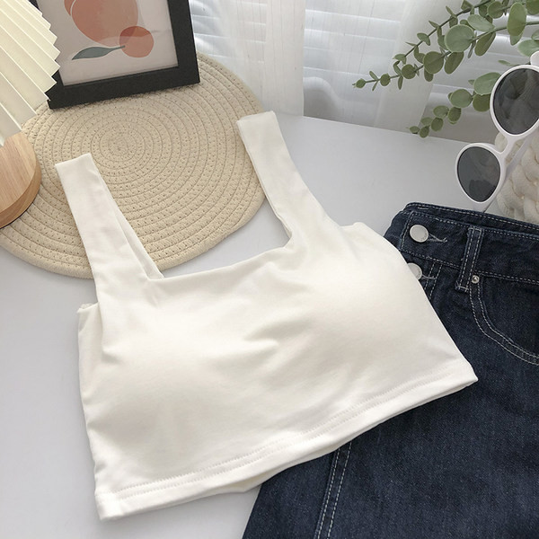 Lühike laiade rihmade ja kandilise kaelusega naiste topp