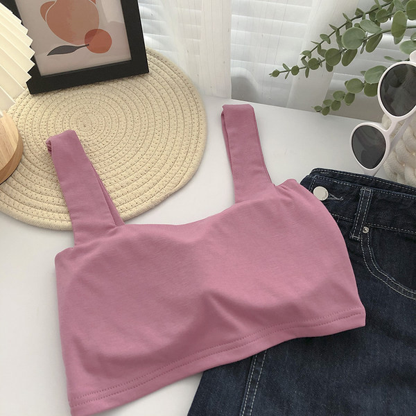 Lühike laiade rihmade ja kandilise kaelusega naiste topp