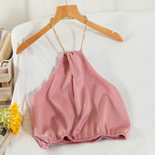 Γυναικεία αμάνικη μπλούζα με μεταλλική αλυσίδα