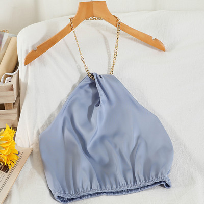 Γυναικεία αμάνικη μπλούζα με μεταλλική αλυσίδα