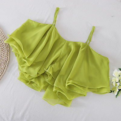 Mitmes värvitoonis õhukeste rihmadega lühike naiste topp