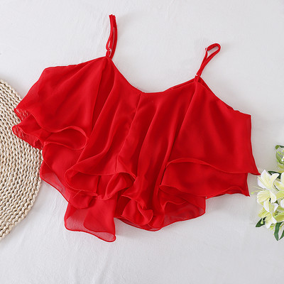 Mitmes värvitoonis õhukeste rihmadega lühike naiste topp