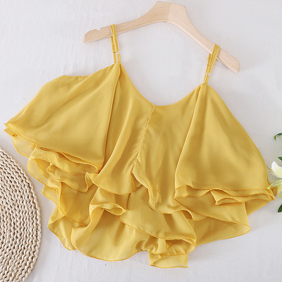 Mitmes värvitoonis õhukeste rihmadega lühike naiste topp