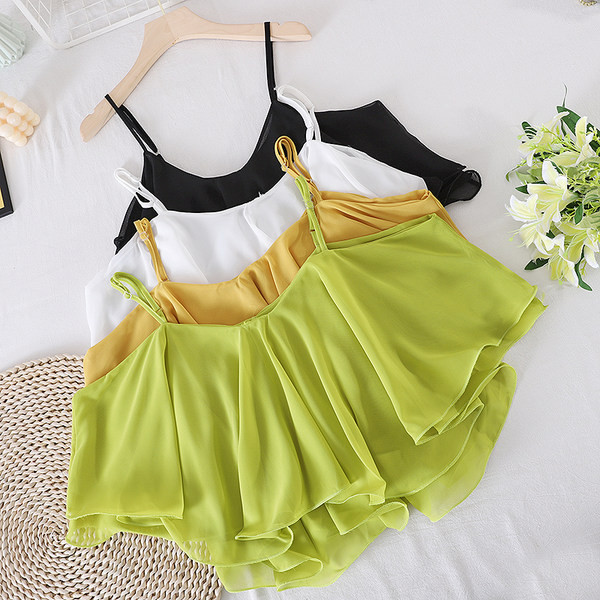 Mitmes värvitoonis õhukeste rihmadega lühike naiste topp