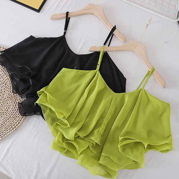 Mitmes värvitoonis õhukeste rihmadega lühike naiste topp