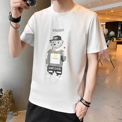 Ανδρικό μπλουζάκι με στρογγυλή επιγραφή και απλικέ