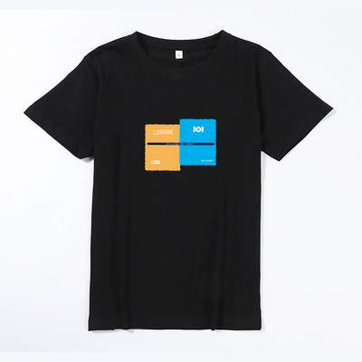 Ανδρικό βαμβακερό μπλουζάκι με επιγραφή και απλικέ σε σχήμα Ο