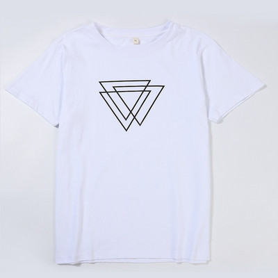 Ανδρικό βαμβακερό μπλουζάκι με επιγραφή και απλικέ σε σχήμα Ο