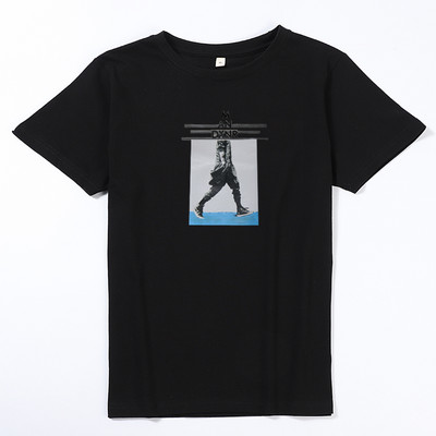 Ανδρικό βαμβακερό μπλουζάκι με επιγραφή και απλικέ σε σχήμα Ο