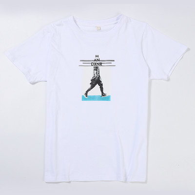 Ανδρικό βαμβακερό μπλουζάκι με επιγραφή και απλικέ σε σχήμα Ο