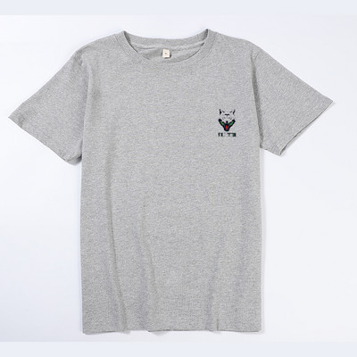 Ανδρικό βαμβακερό μπλουζάκι με επιγραφή και απλικέ σε σχήμα Ο