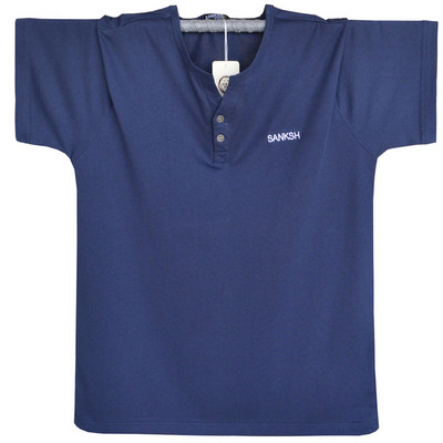 Ανδρικό μπλουζάκι με κουμπιά V-neck και επιγραφή