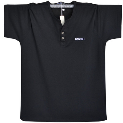 Ανδρικό μπλουζάκι με κουμπιά V-neck και επιγραφή