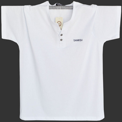 Ανδρικό μπλουζάκι με κουμπιά V-neck και επιγραφή