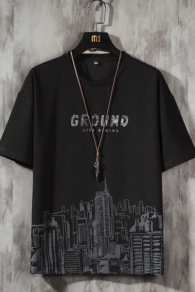 Ανδρικό μπλουζάκι με απλικέ και επιγραφές