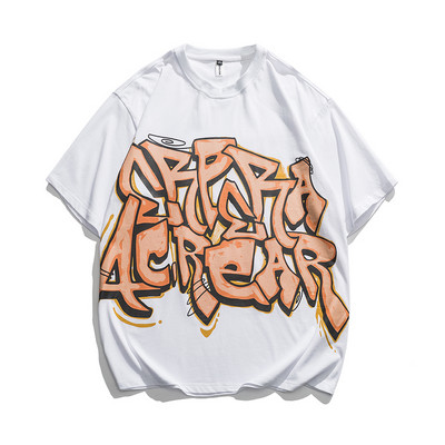 Ανδρικό φαρδιά μπλουζάκι με τύπωμα και οβάλ λαιμόκοψη