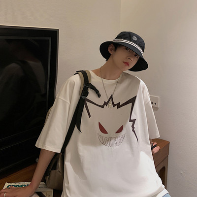 Φαρδύ μπλουζάκι με τύπωμα και κοντά μανίκια