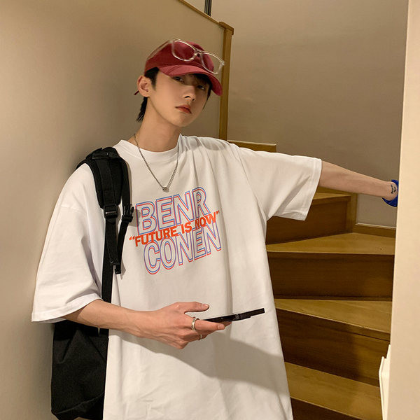 Ανδρικό βαμβακερό μπλουζάκι με οβάλ ντεκολτέ και 3/4 μανίκια