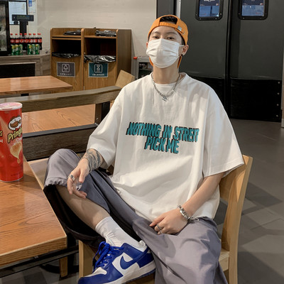 Καθημερινό φαρδύ μπλουζάκι με επιγραφή - για άντρες