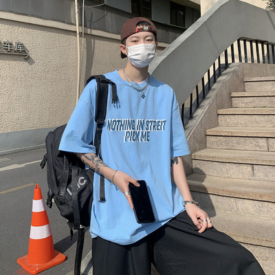 Καθημερινό φαρδύ μπλουζάκι με επιγραφή - για άντρες