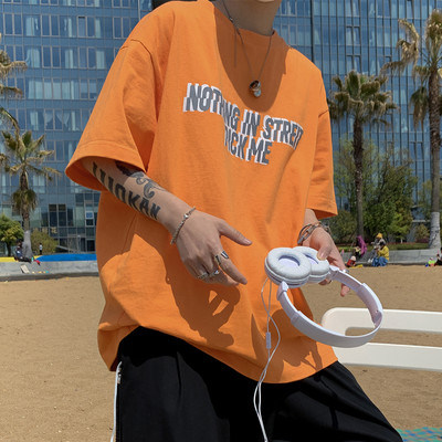 Καθημερινό φαρδύ μπλουζάκι με επιγραφή - για άντρες