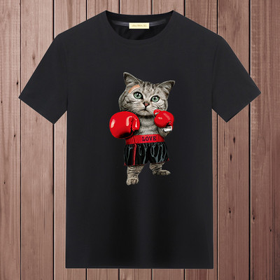 Casual ανδρικό μπλουζάκι με διάφορες εφαρμογές και κοντά μανίκια