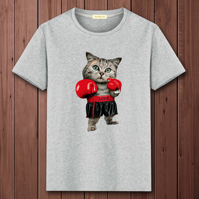 Casual ανδρικό μπλουζάκι με διάφορες εφαρμογές και κοντά μανίκια