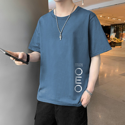 Meeste t-särgi liibuv mudel 3/4 varrukate ja pealdisega