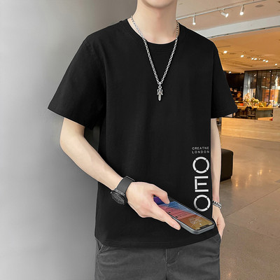 Meeste t-särgi liibuv mudel 3/4 varrukate ja pealdisega