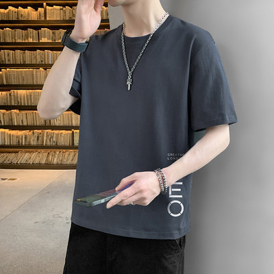 Meeste t-särgi liibuv mudel 3/4 varrukate ja pealdisega