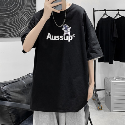 Lai meeste T-särk kirjaga ja ümara kaelusega