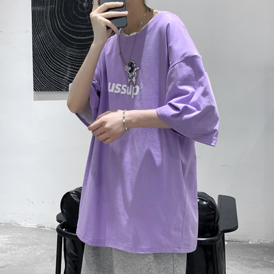 Lai meeste T-särk kirjaga ja ümara kaelusega