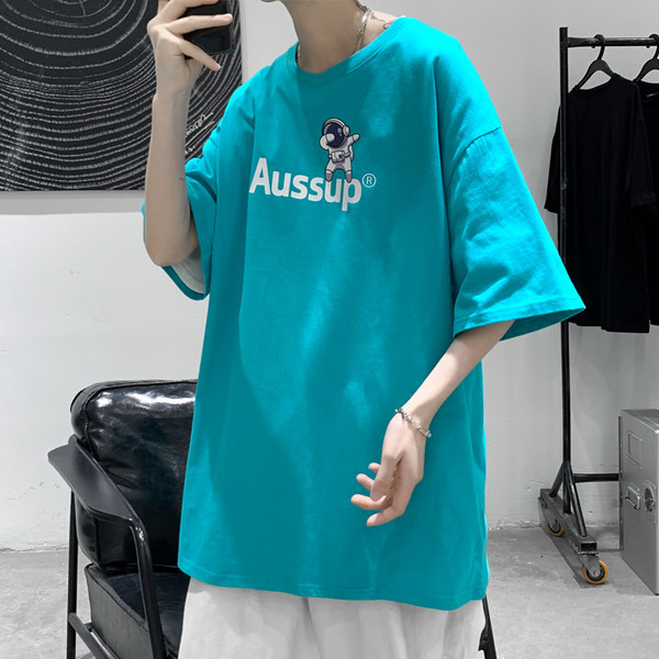 Lai meeste T-särk kirjaga ja ümara kaelusega