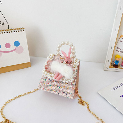 Stiilne laste minikott kahe sanga ja dekoratiivpärlitega