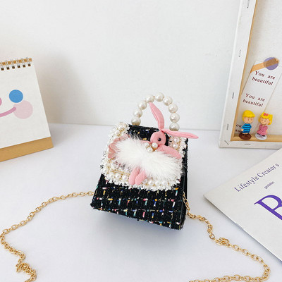 Stiilne laste minikott kahe sanga ja dekoratiivpärlitega