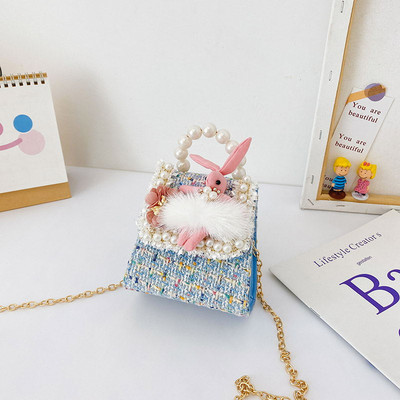 Stiilne laste minikott kahe sanga ja dekoratiivpärlitega