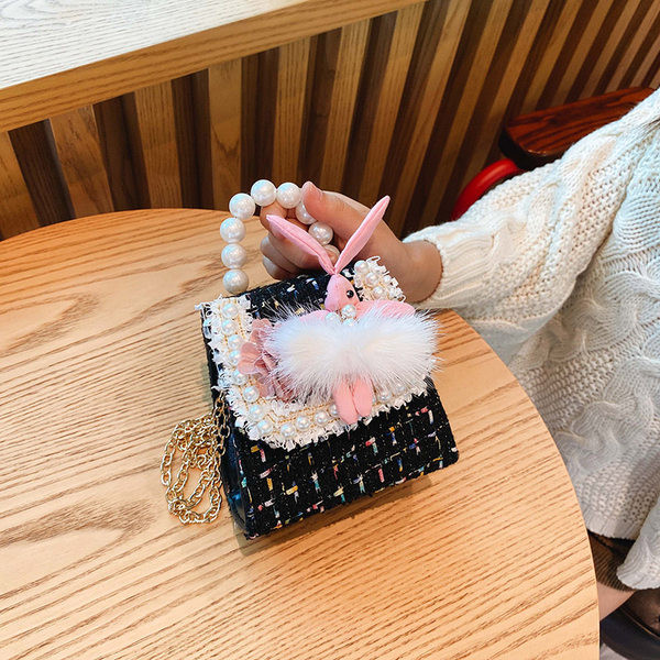 Stiilne laste minikott kahe sanga ja dekoratiivpärlitega