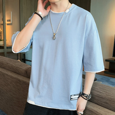 Μοντέρνο ανδρικό μπλουζάκι με κοντά μανίκια και στρογγυλή λαιμόκοψη - διάφορα μοντέλα