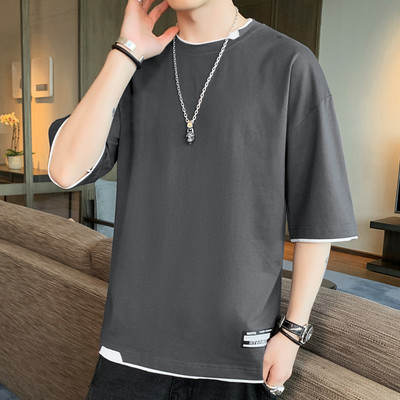 Μοντέρνο ανδρικό μπλουζάκι με κοντά μανίκια και στρογγυλή λαιμόκοψη - διάφορα μοντέλα