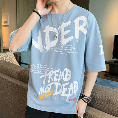 Μοντέρνο ανδρικό μπλουζάκι με κοντά μανίκια και στρογγυλή λαιμόκοψη - διάφορα μοντέλα