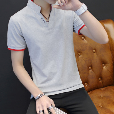 Moodne mitmes värvitoonis klassikalise krae ja lühikeste varrukatega meeste pluus